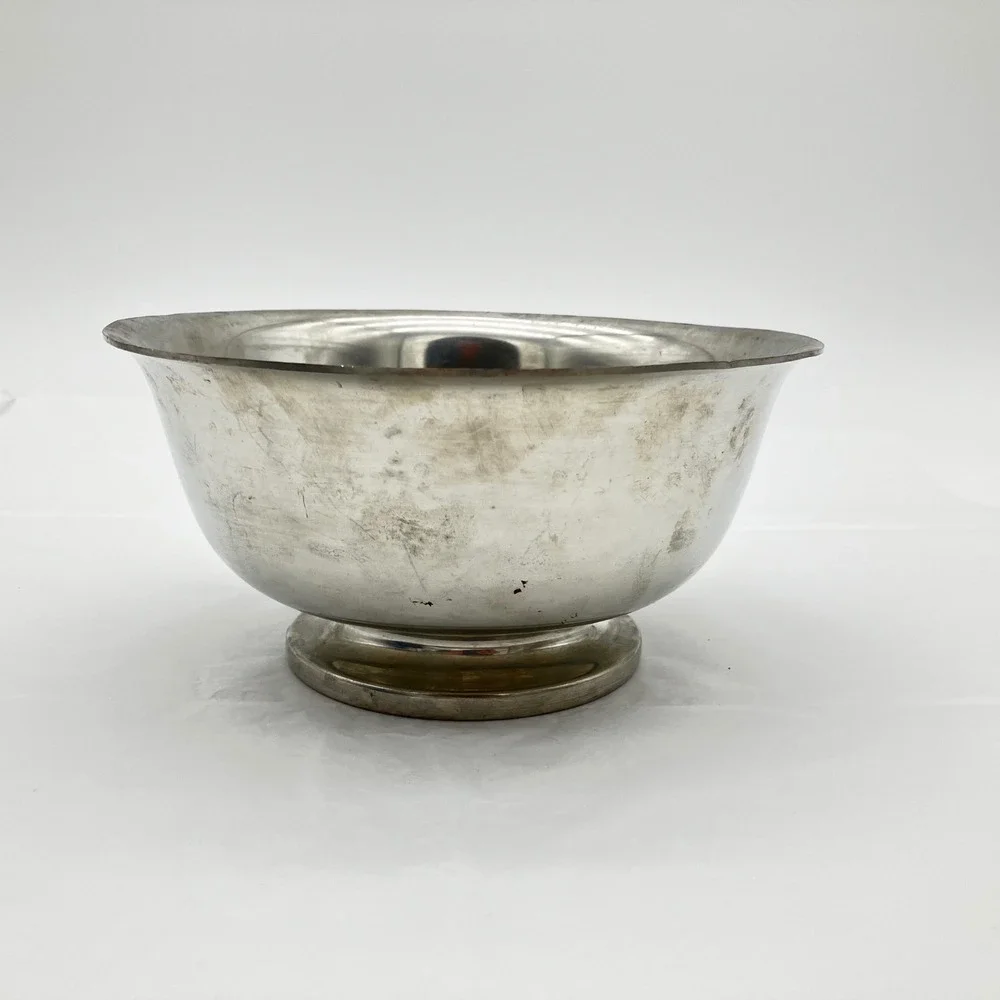 Stieff Silverplate Bowl Revere Reproduction P41-15 7in Silver Footed Vintage
